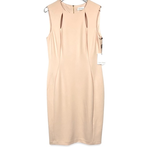 Gorgeous Calvin Klein Dress, Flattering Body Mapping Seams, Subtle Cutouts, NWT - Picture 1 of 15